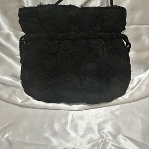 Vanessa Paris London New York Elegant Black Lace Women's Drawstring Bag